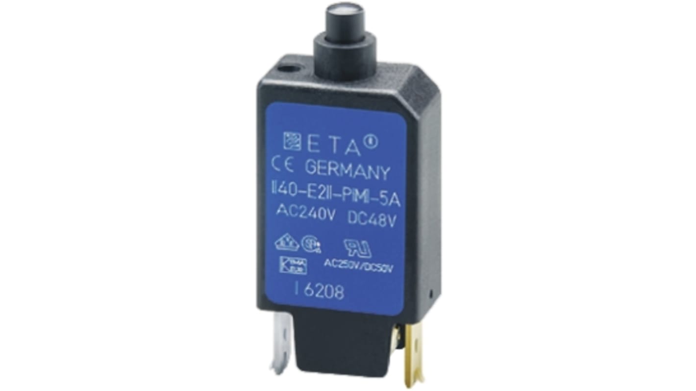 ETA Thermal Circuit Breaker - 1140-E  Single Pole 250V Voltage Rating Integral Mount, 4A Current Rating
