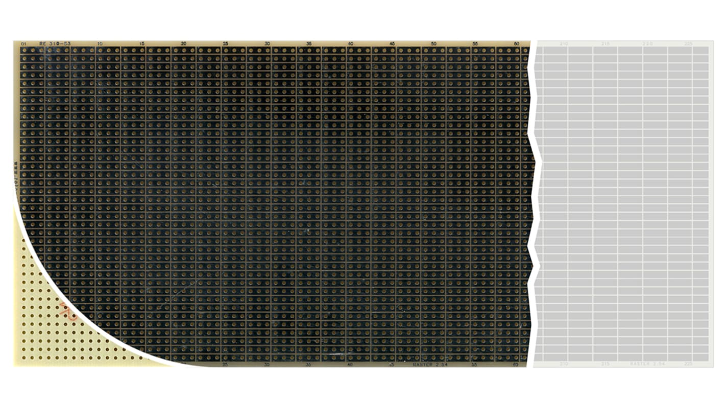 Roth Elektronik Single Sided Matrix Board With 38 x 221 1mm Holes, 2.54 x 2.54mm Pitch, 580 x 100 x 1.5mm