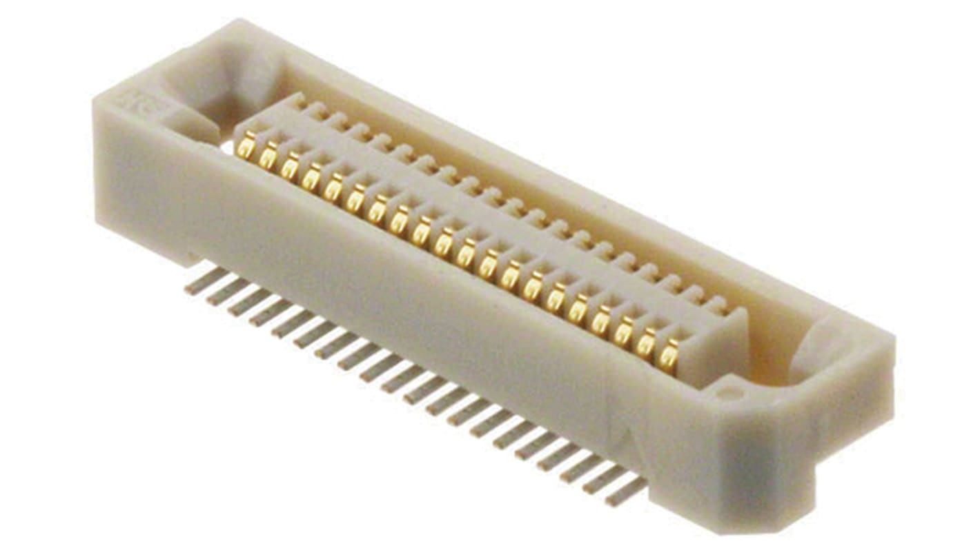 Hirose FX6 Series Straight Surface Mount PCB Socket, 40-Contact, 2-Row, 0.8mm Pitch, Solder Termination