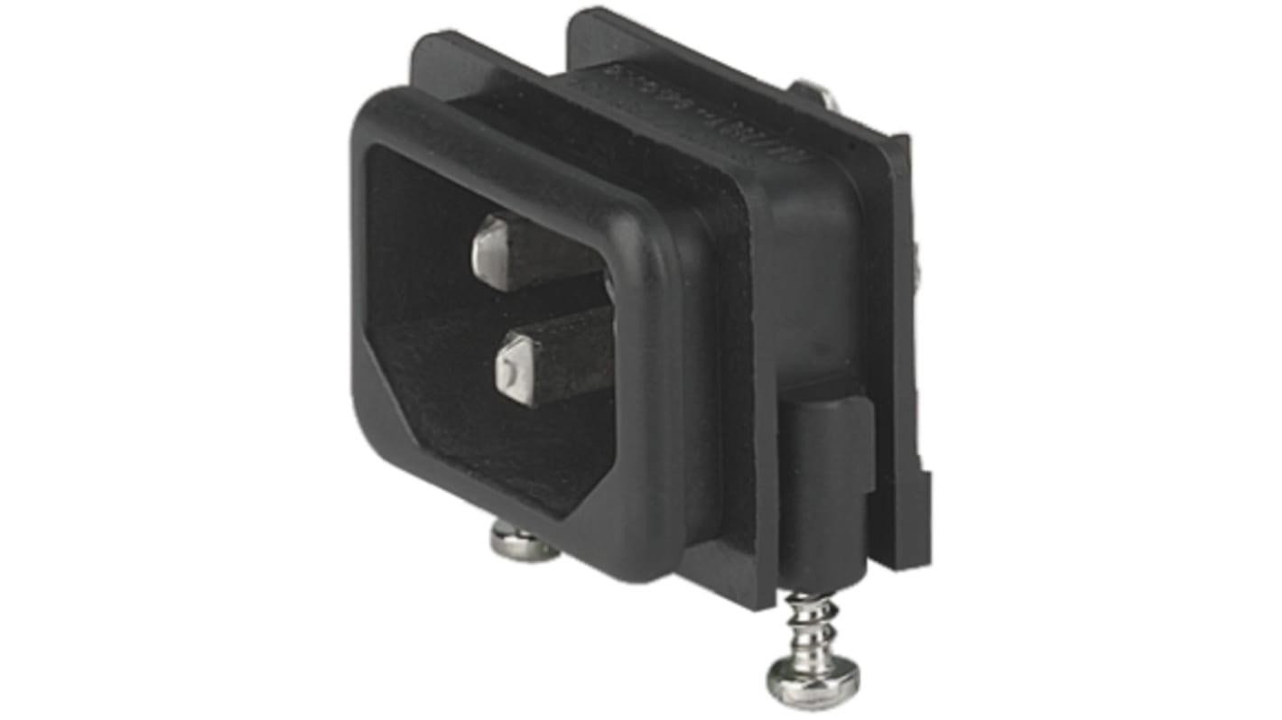 Schurter C14 Right Angle Panel Mount IEC Connector Male, 10A, 250 V