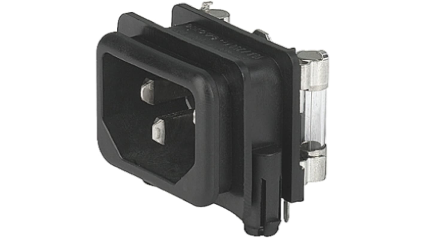 Schurter C14 Right Angle Snap-In IEC Connector Male, 10A, 250 V