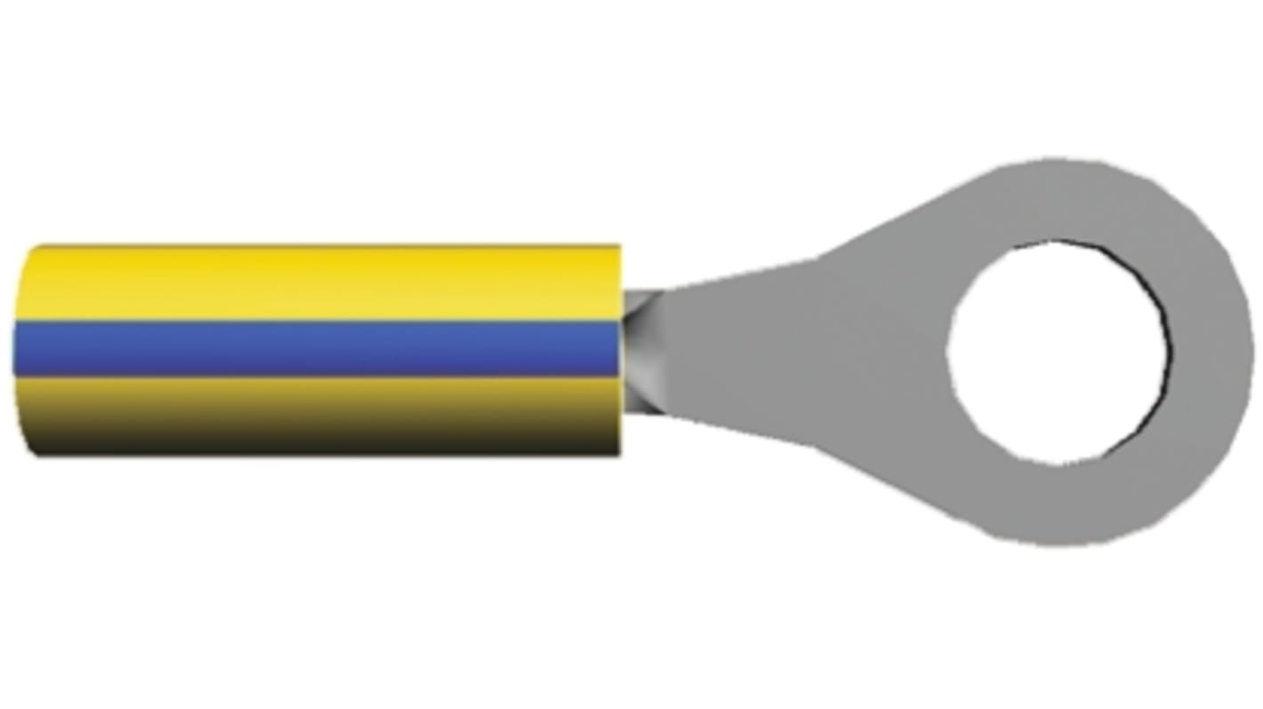 TE Connectivity, PIDG Insulated Crimp Ring Terminal, M3.5 (#6) Stud Size, 0.2mm² to 0.2mm² Wire Size, Blue