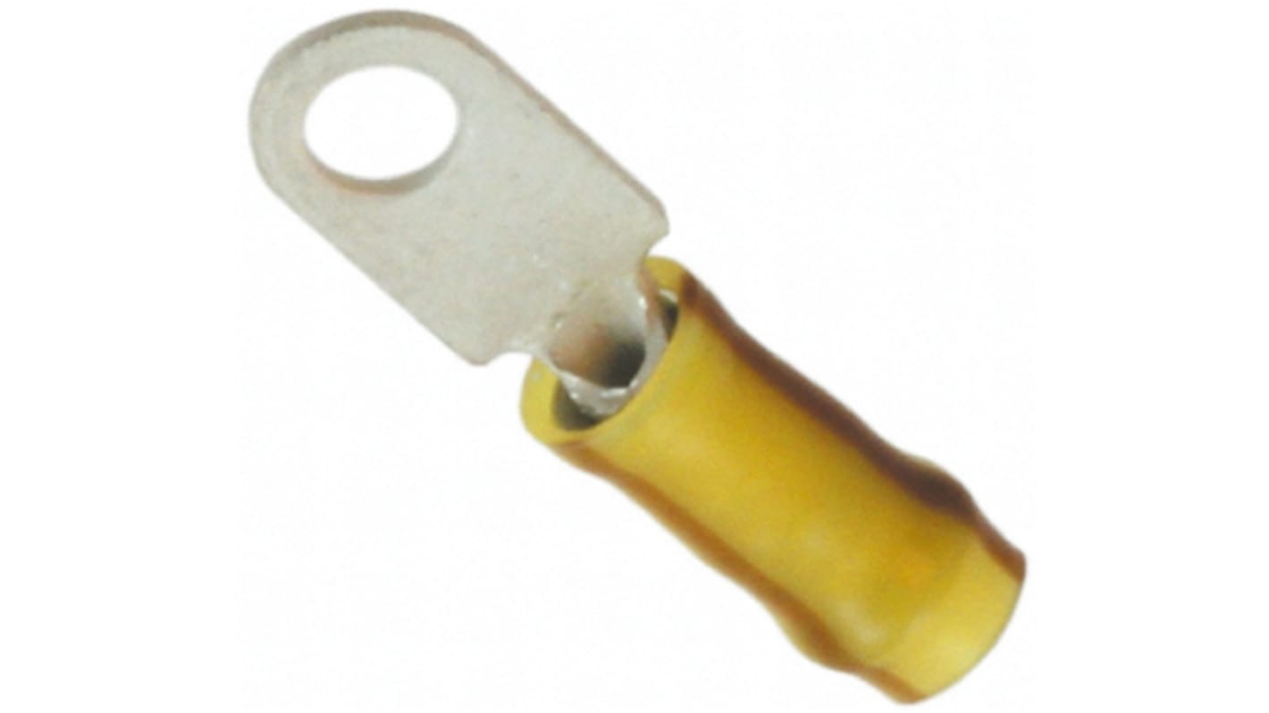 TE Connectivity, PIDG Insulated Ring Terminal, M2 (#2) Stud Size, 0.1mm² to 0.4mm² Wire Size, Brown, Yellow