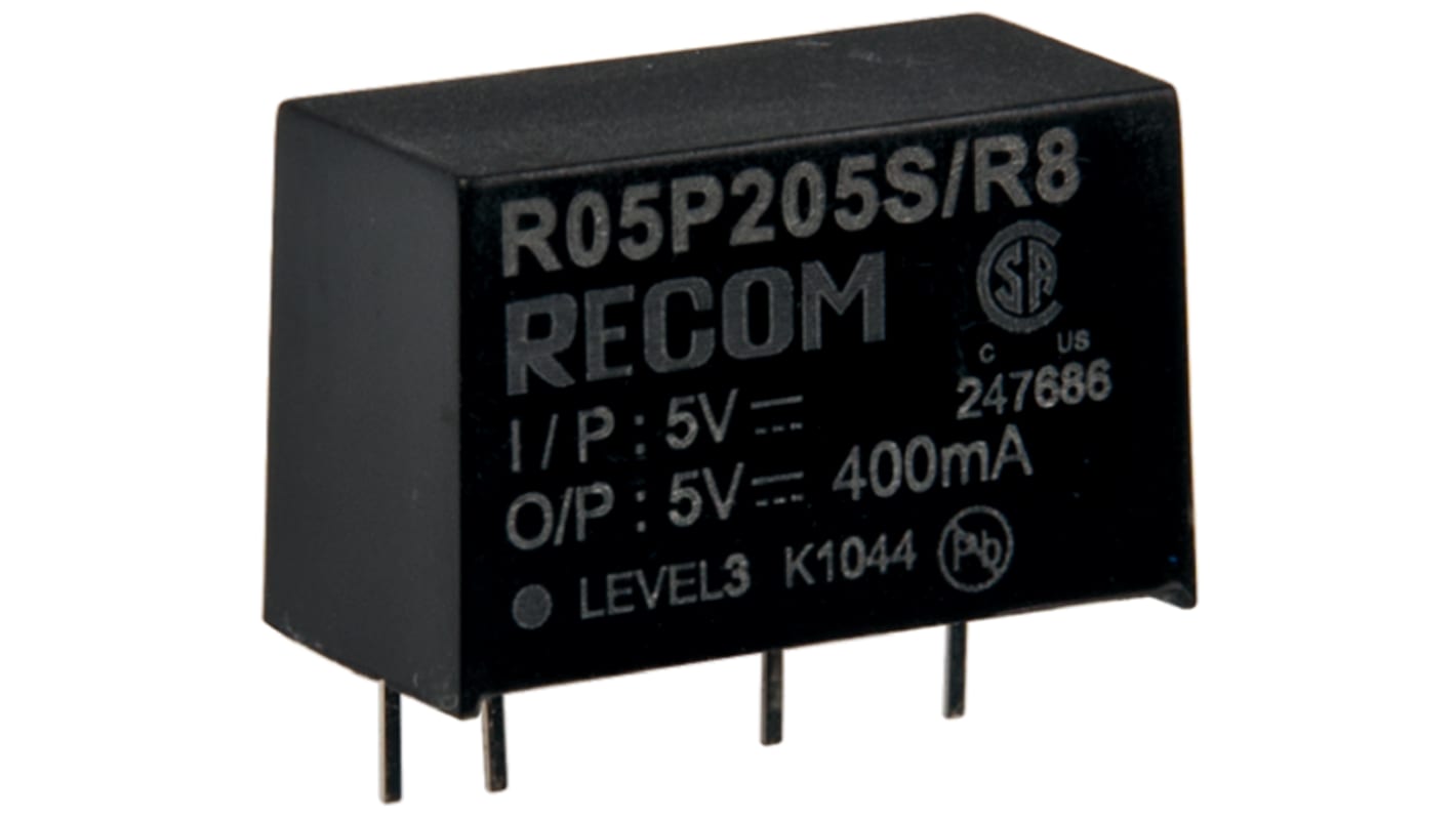 Recom DC-DC Converter, 12V dc/ 167mA Output, 10.8 → 13.2 V dc Input, 2W, Through Hole, +85°C Max Temp -40°C Min