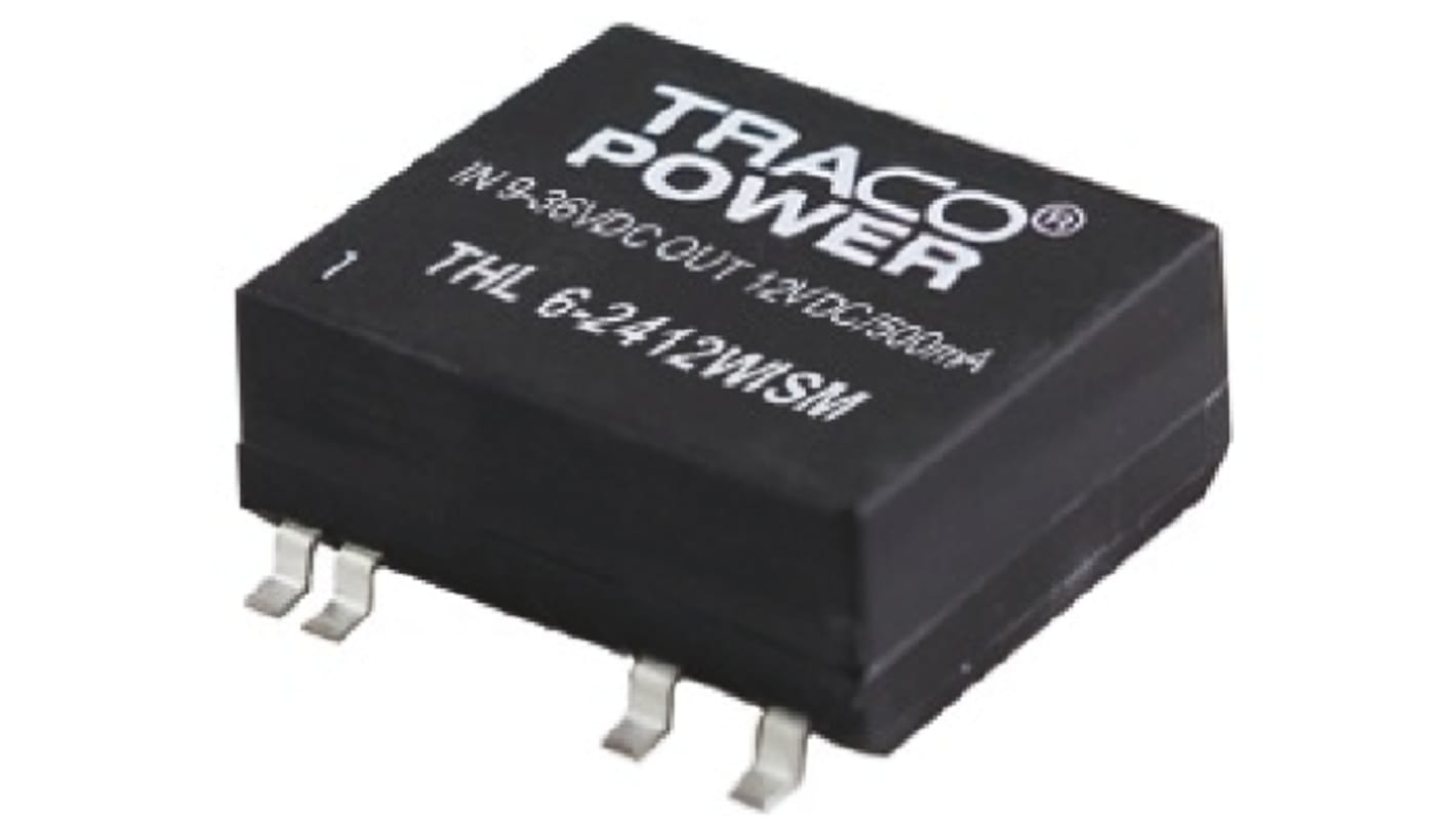 TRACOPOWER THL 6WISM DC-DC Converter, 3.3V dc/ 1.45A Output, 9 → 36 V dc Input, 6W, Surface Mount, +75°C Max