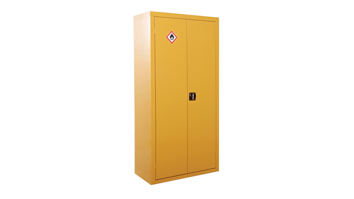 RS PRO Yellow Lockable 2 Door Hazardous Substance Cabinet, 1800mm x 900mm x 460mm