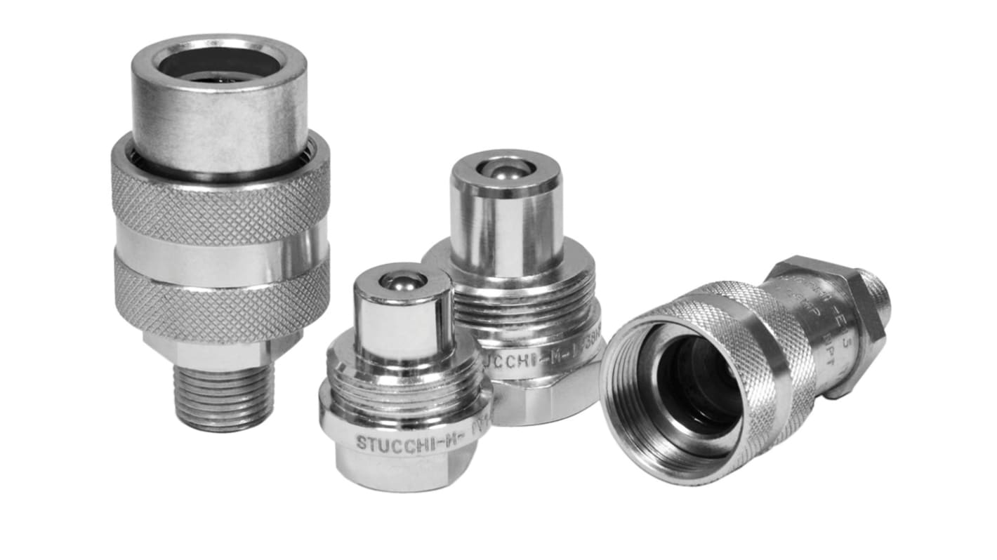 RS PRO Carbon Steel Female Hydraulic Quick Connect Coupling, NPT 3/8 Male