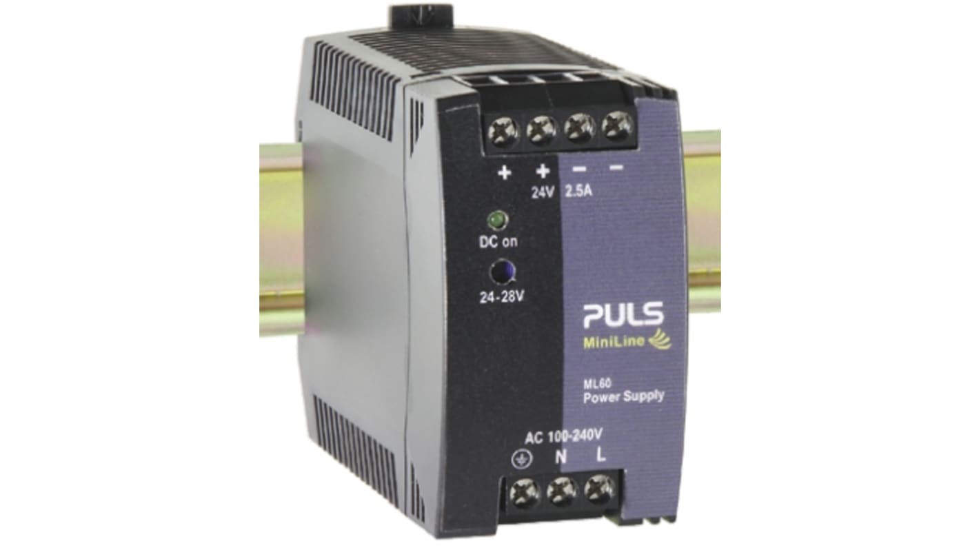 PULS MiniLine MLY Switched Mode DIN Rail Power Supply, 100 → 240V ac ac Input, 12V dc dc Output, 4.5A Output, 54W