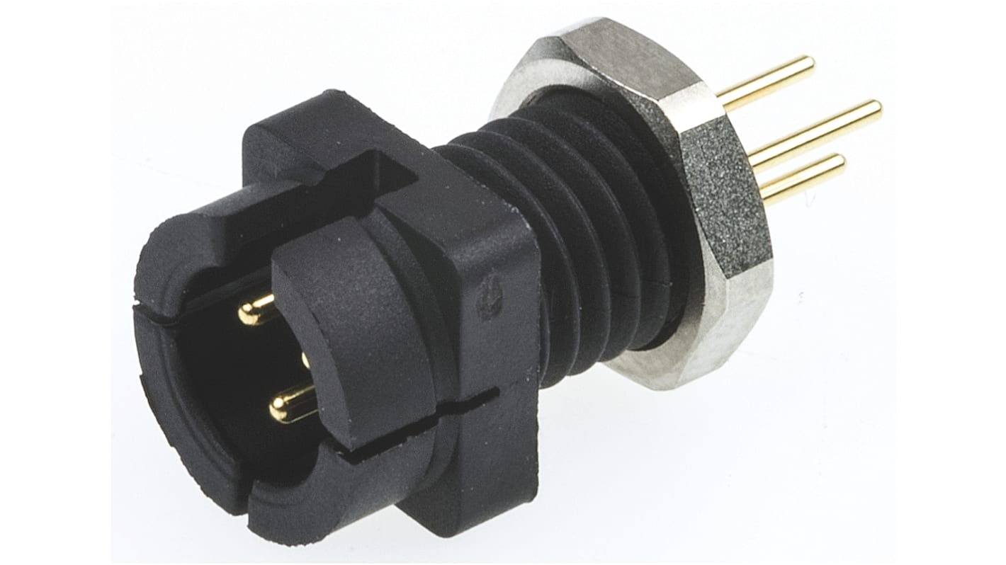 binder Circular Connector, 3 Contacts, Panel Mount, Subminiature Connector, Socket, Male, IP40, 709 Series