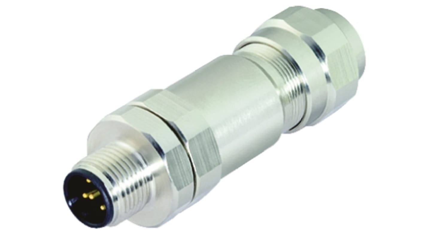 binder Circular Connector, 4 Contacts, Cable Mount, M12 Connector, Socket, Male, IP69K, 713 Series