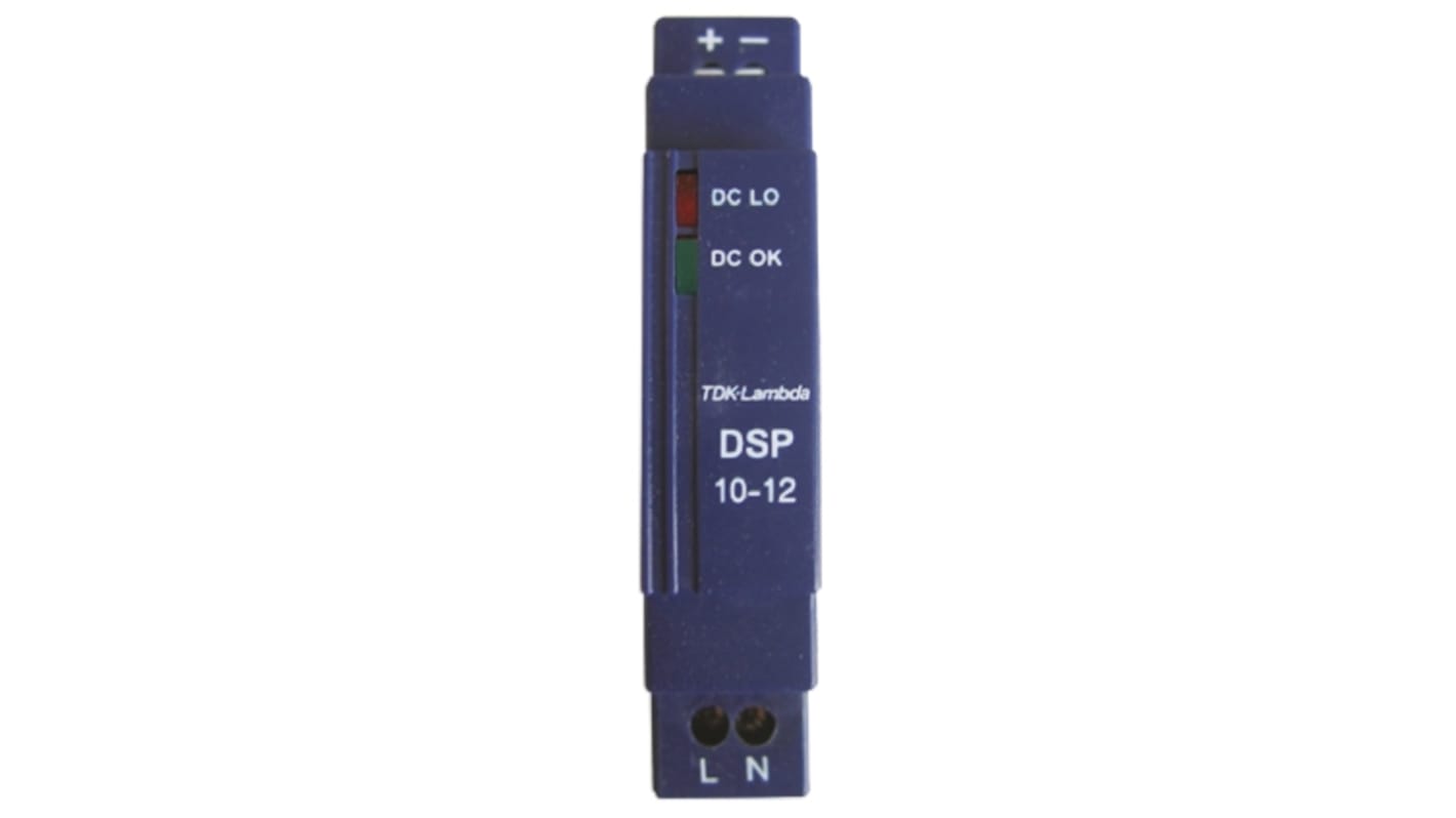 TDK-Lambda 开关模式导轨电源, 12V 直流 830mA输出, 10W, 90 → 265 V ac / 120 → 370V 直流输入, 单相, DSP系列