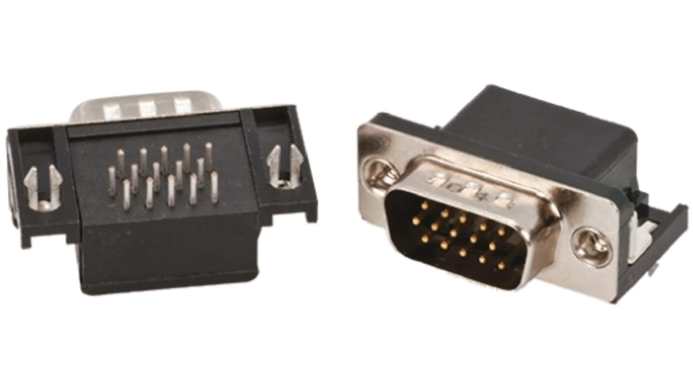 Conector D-sub Amphenol ICC, Serie 10090926, paso 2.29mm, Ángulo de 90° D-Sub de alta densidad, Montaje en orificio