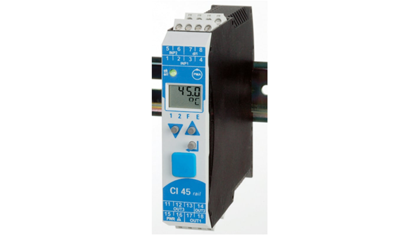 P.M.A 通用信号转换器, 0 → 100 kHz, 0 → 4500 Ω, -10 → 30 V, 15 → 31 bit, -200 → 2315°C通用输入,