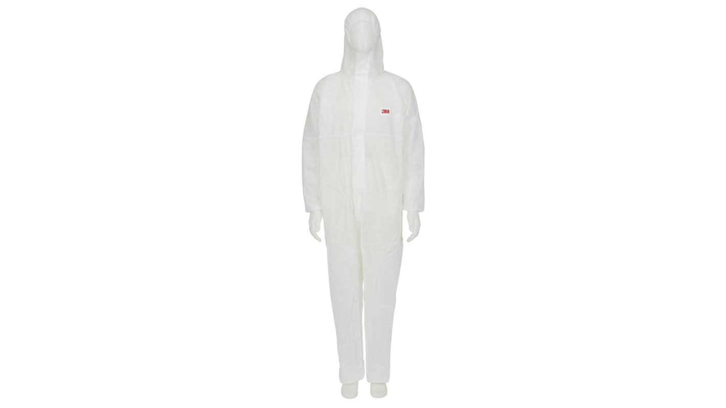 3M 防微粒, 防溅防护服, 白色, PP, 连帽, XXL码, 胸围115 to 124cm, 186 → 194cm长