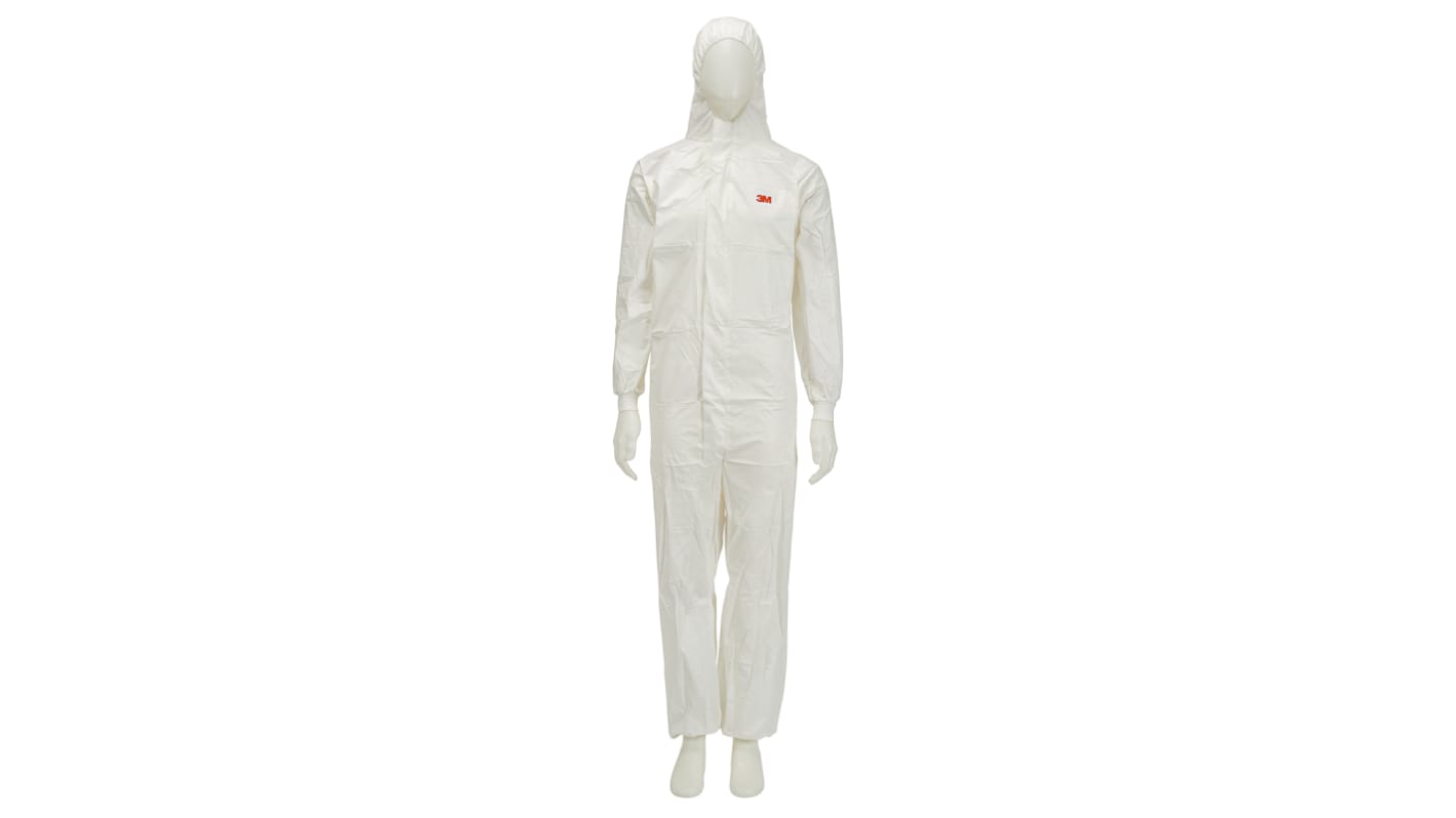 3M 4545 Einweg-Overalls L Weiß, 174 → 181cm L. mit Kapuze Herren, PE
