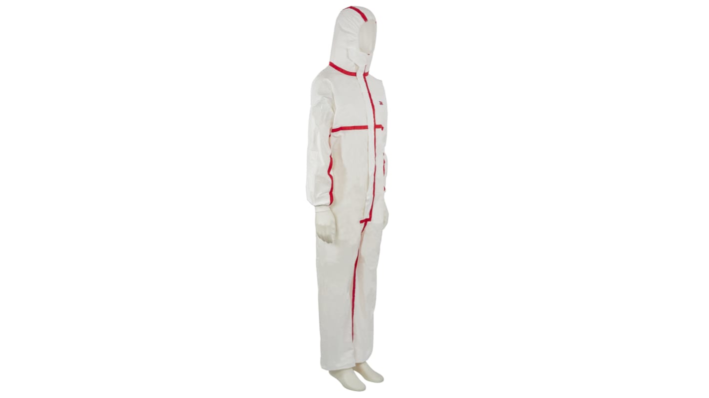 3M 防静电防护服, 白色, PE, PP, 连帽, XL码, 胸围108 to 115cm, 179 → 187cm长