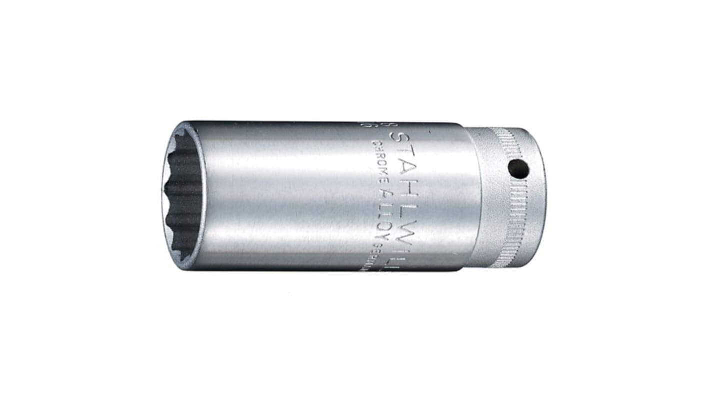 STAHLWILLE 3/8 in Drive 18mm Deep Socket, 12 point, 65 mm Overall Length