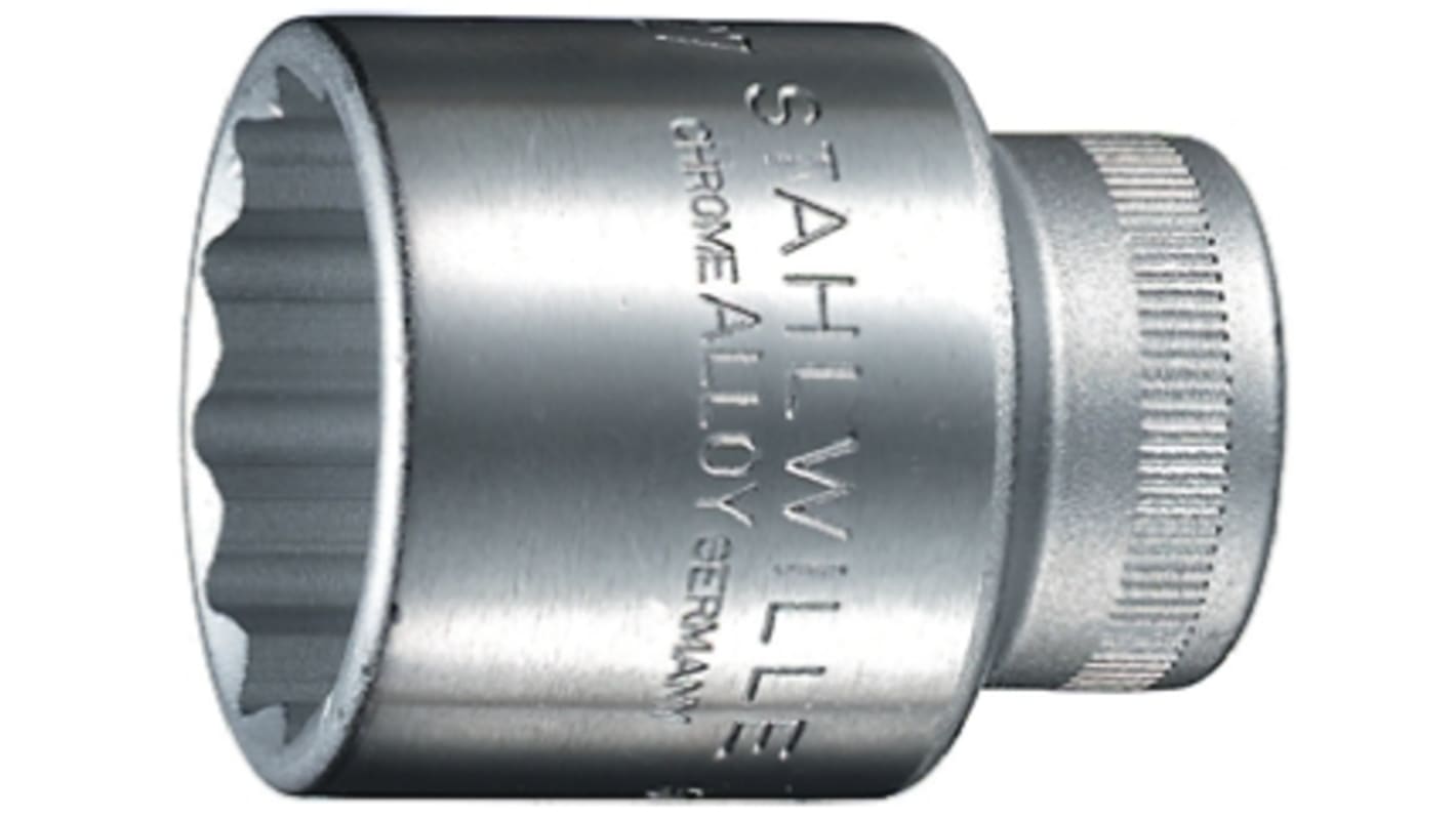 STAHLWILLE 1/2 in Drive 24mm Standard Socket, 12 point, 42 mm Overall Length