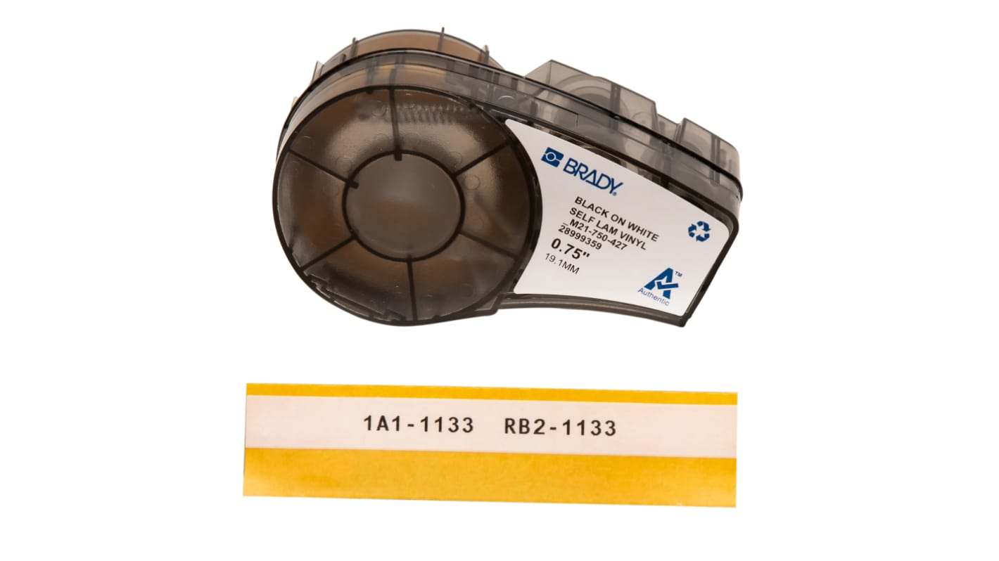Brady B-427 Black on White, Transparent Label Printer Tape, 4.27 m Length, 19.05 mm Width