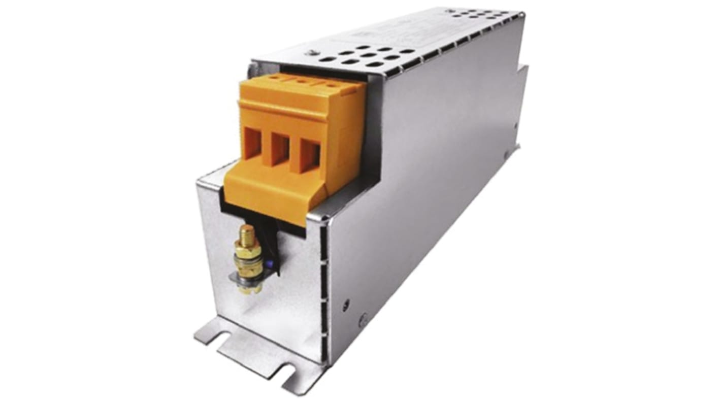 Filtro RFI Block, 55A, 520 Vac, 60Hz, Montaje con Reborde, con terminales Tornillo 200 mA, Serie HLD 110, 3 Fases