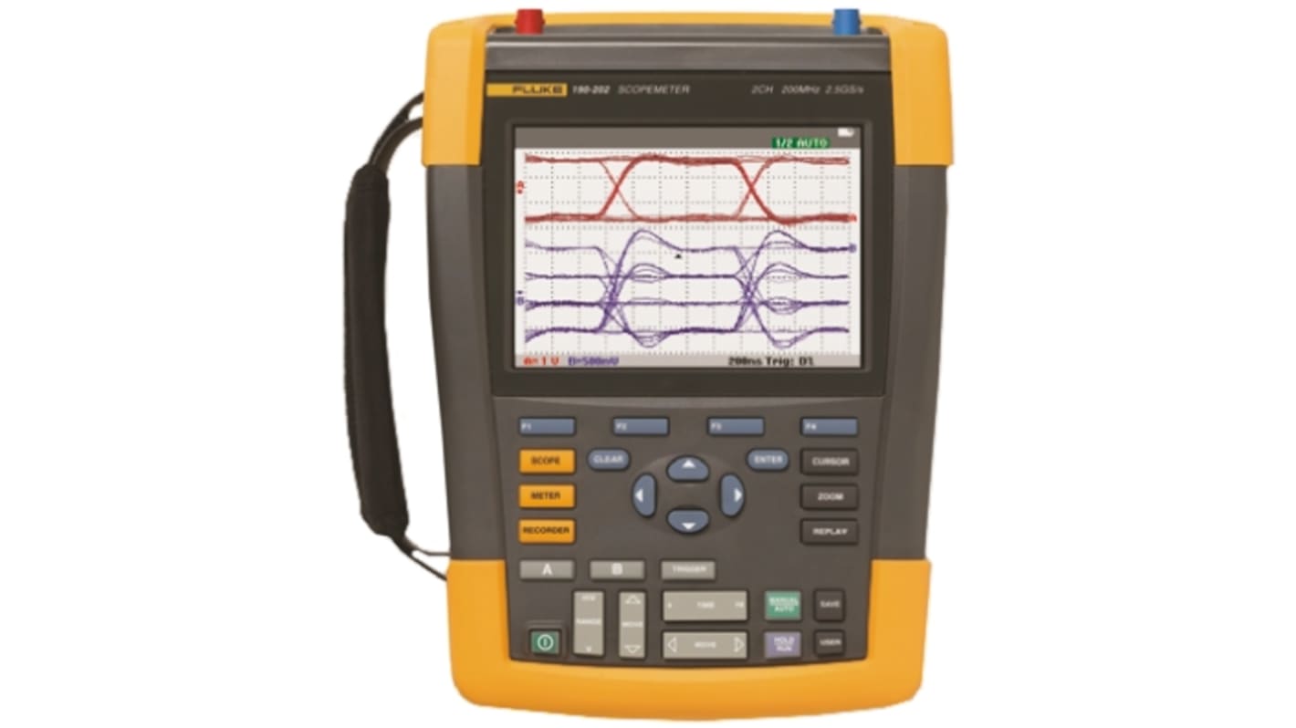 Osciloscopio de mano Fluke 190, calibrado RS, canales:2 A, 60MHZ, pantalla de 153mm, interfaz USB