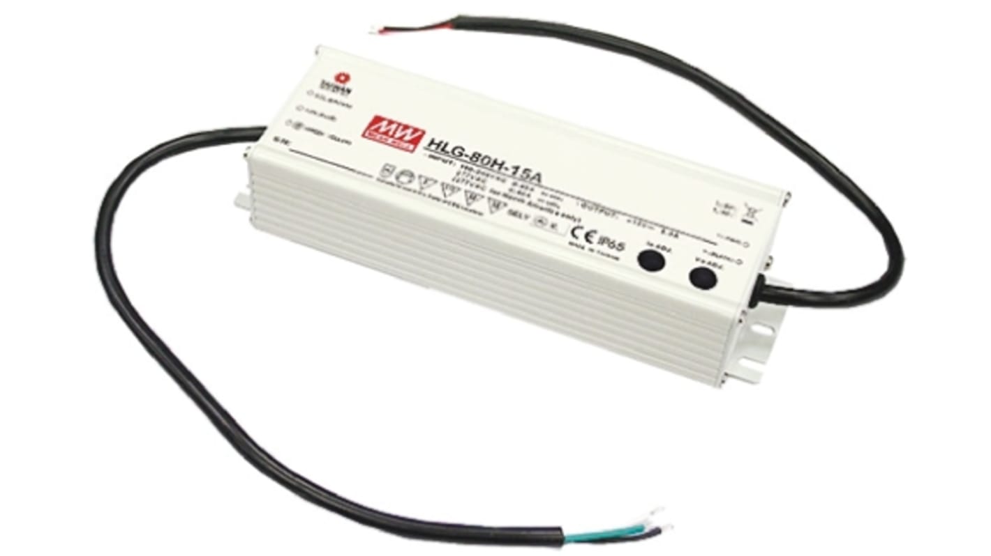 MEAN WELL LED Driver, 12V Output, 80W Output, 5A Output, Constant Voltage Dimmable