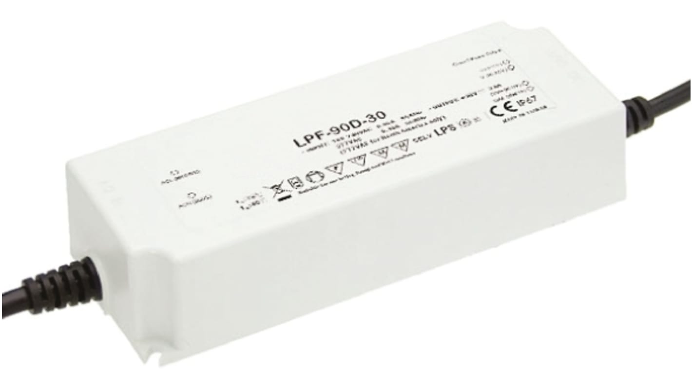 MEAN WELL LED Driver, 20V Output, 90W Output, 4.5A Output, Constant Voltage