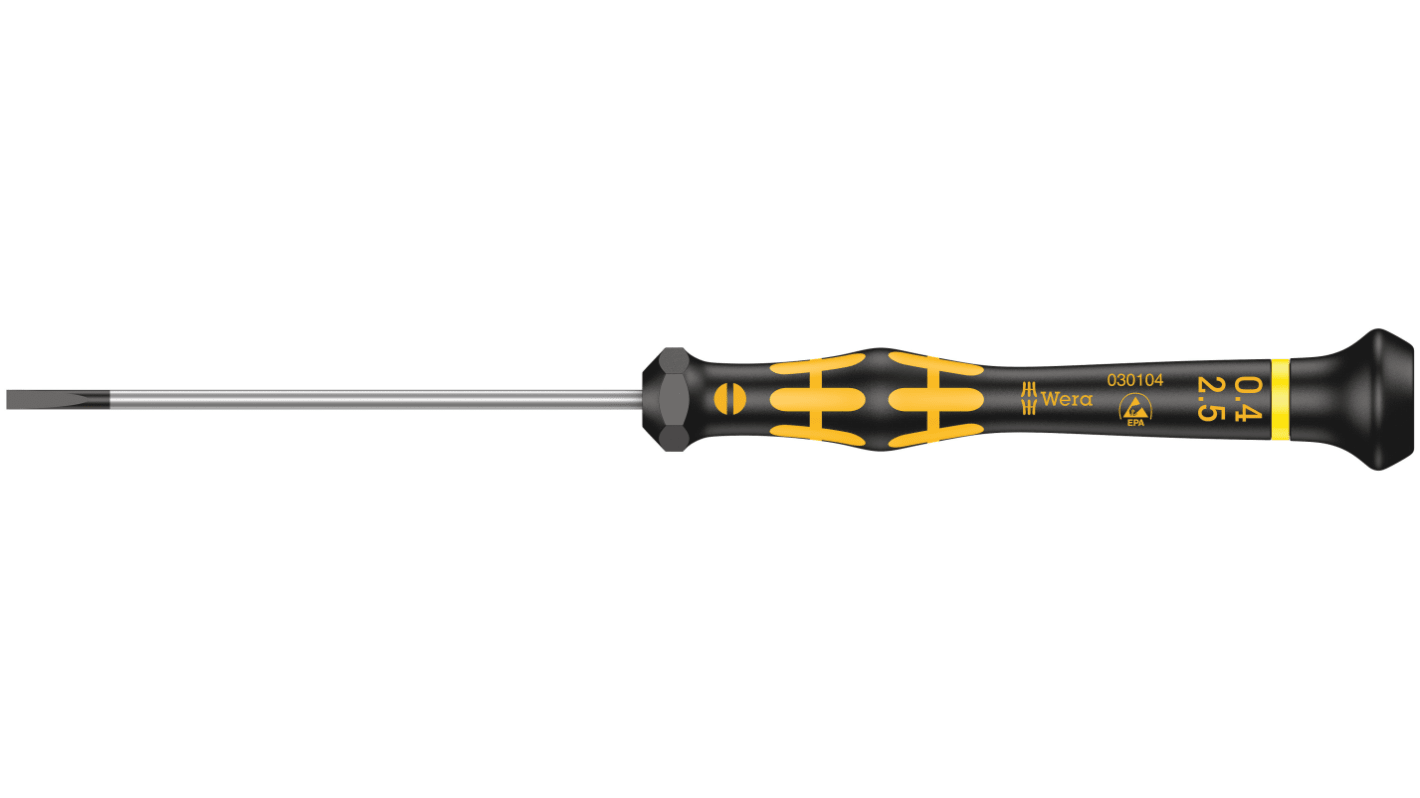 Wera 精密ドライバ, マイナス, チップサイズ:2.5 x 0.4 mm Wera 精密ドライバ, マイナス, チップサイズ:2.5 x 0.4 mm