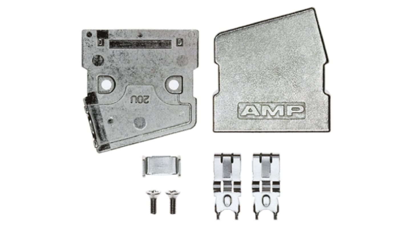 TE Connectivity Series III Series Zinc Angled D Sub Backshell, 20 Way, Strain Relief