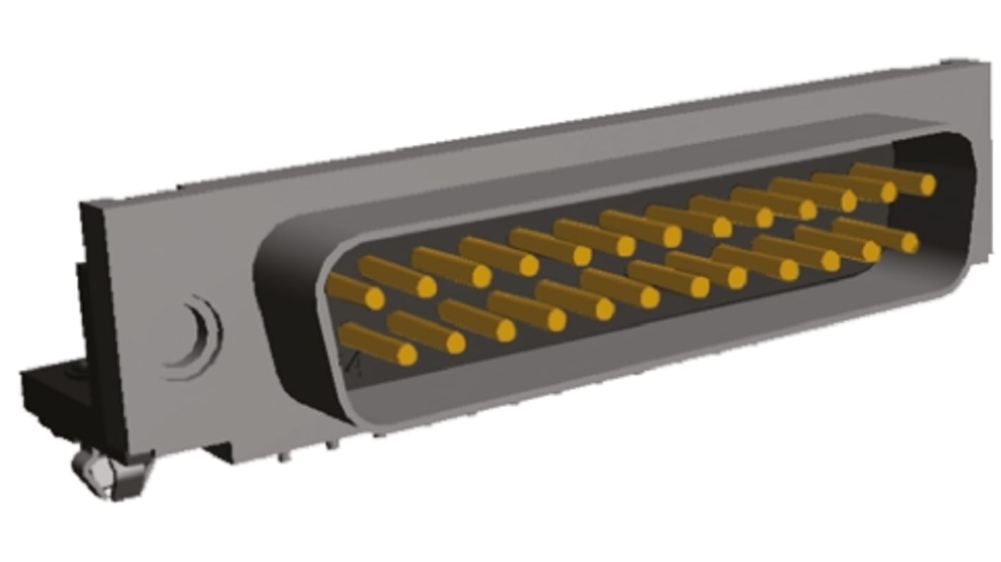TE Connectivity Amplimite HD-20 25 Way Right Angle Through Hole D-sub Connector Plug, 2.75mm Pitch, with 4-40 UNC