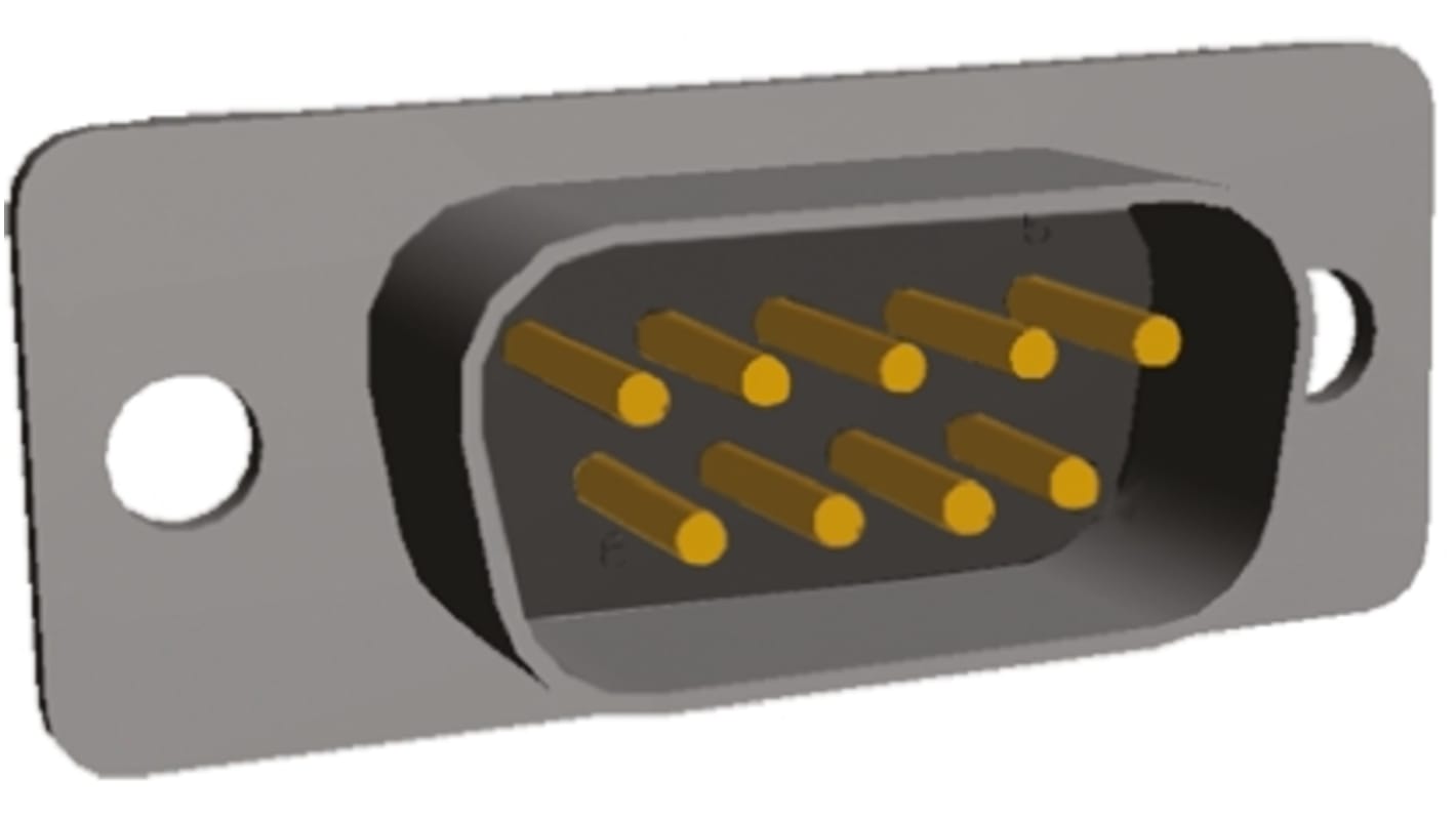 TE Connectivity Amplimite HD-20 9 Way Through Hole D-sub Connector Plug, with 3.05 mm mounting holes