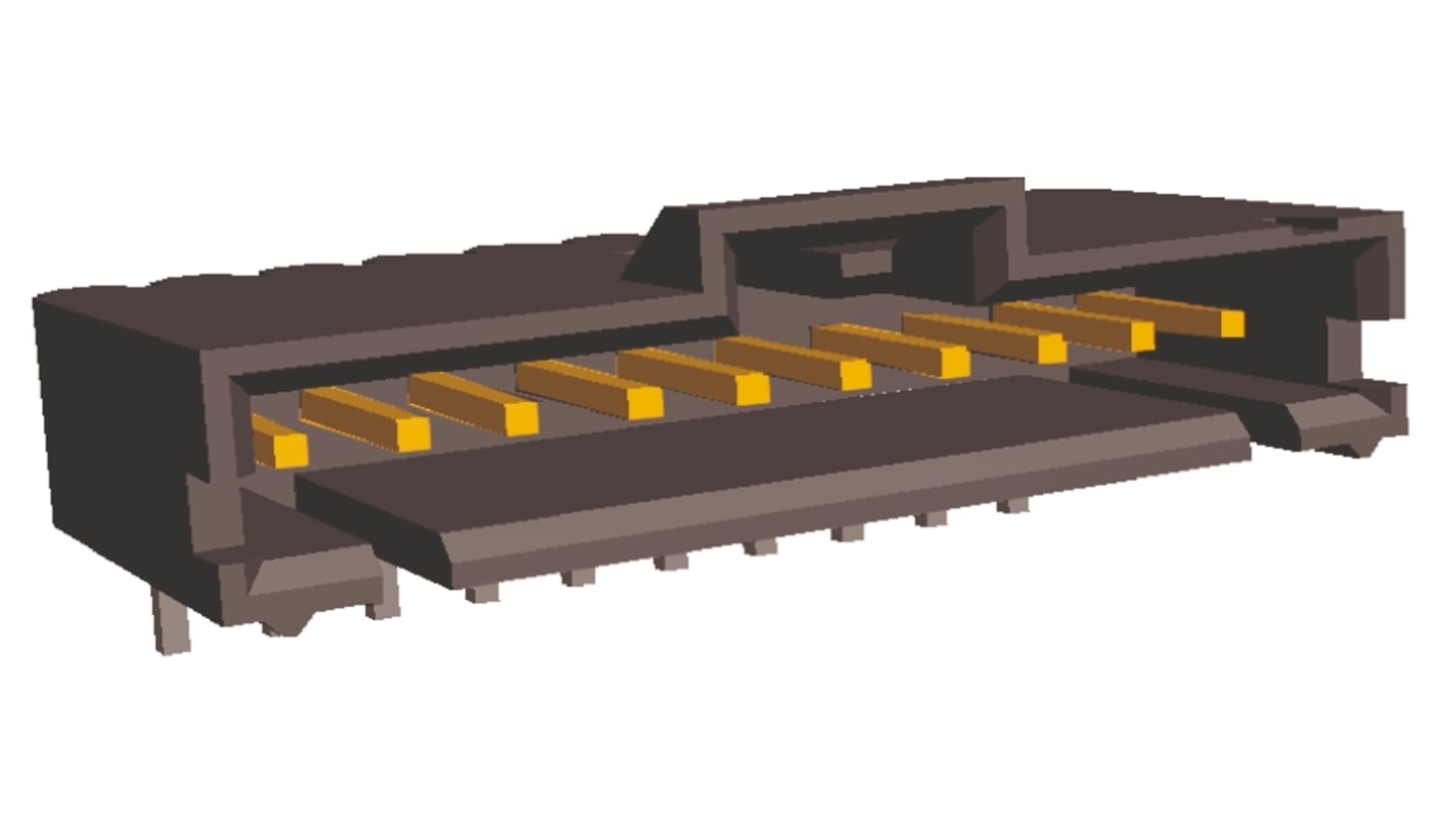 TE Connectivity AMPMODU MTE Series Right Angle Through Hole PCB Header, 10 Contact(s), 2.54mm Pitch, 1 Row(s), Shrouded