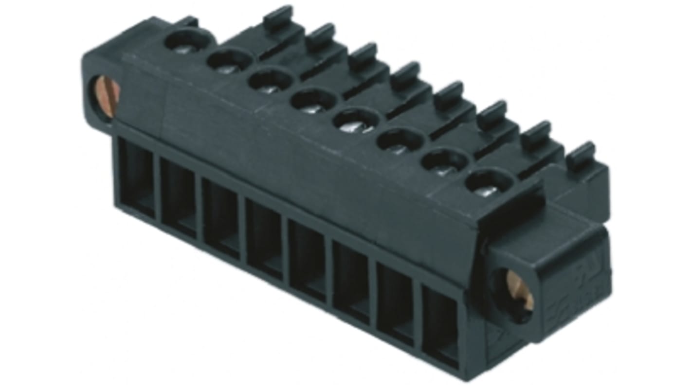 Weidmuller 3.81mm Pitch 10 Way Pluggable Terminal Block, Plug, Cable Mount, Screw Termination