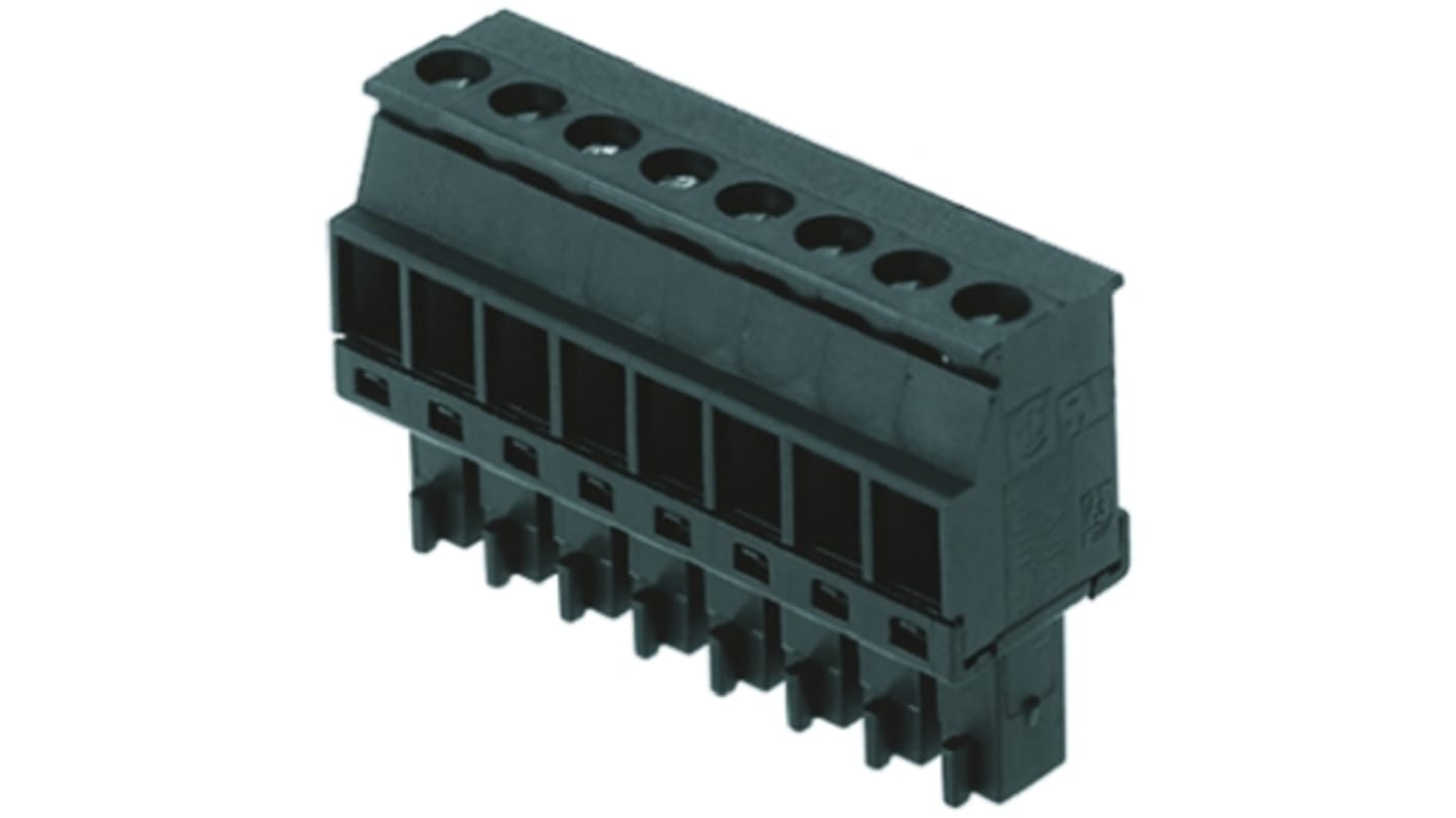 Weidmuller 3.81mm Pitch 2 Way Right Angle Pluggable Terminal Block, Plug, Cable Mount, Screw Termination