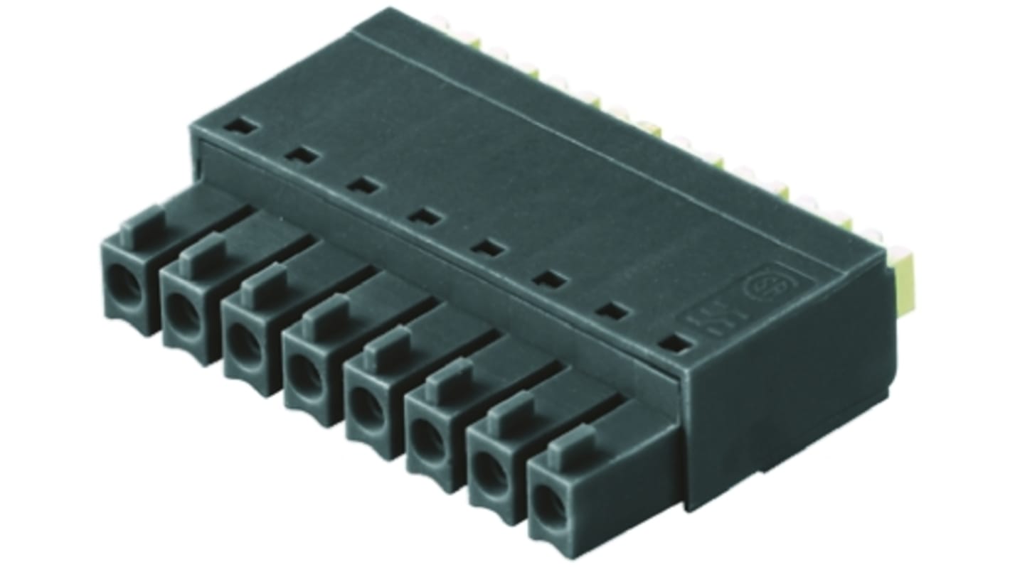 Weidmuller 4p插拔式接线端子 直向插头, 3.81mm间距, 17.5A, 320 V, THT安装, 推入式端接, 黑色, BC 3.81系列
