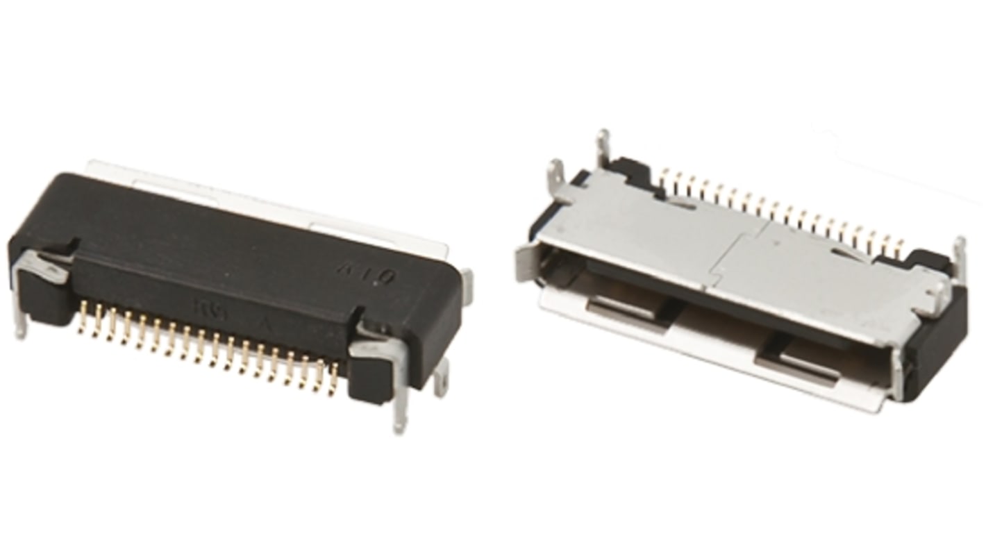 Hirose 3800 Series Right Angle Surface Mount PCB Socket, 18-Contact, 1-Row, Solder Termination