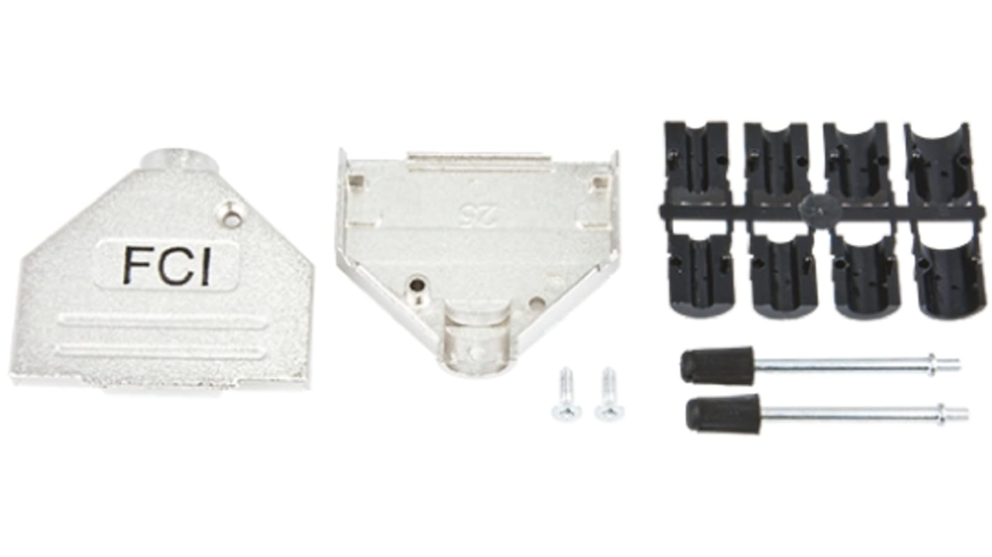 Amphenol ICC 8655MH Series Die Cast Zinc D Sub Backshell, 25 Way, Strain Relief