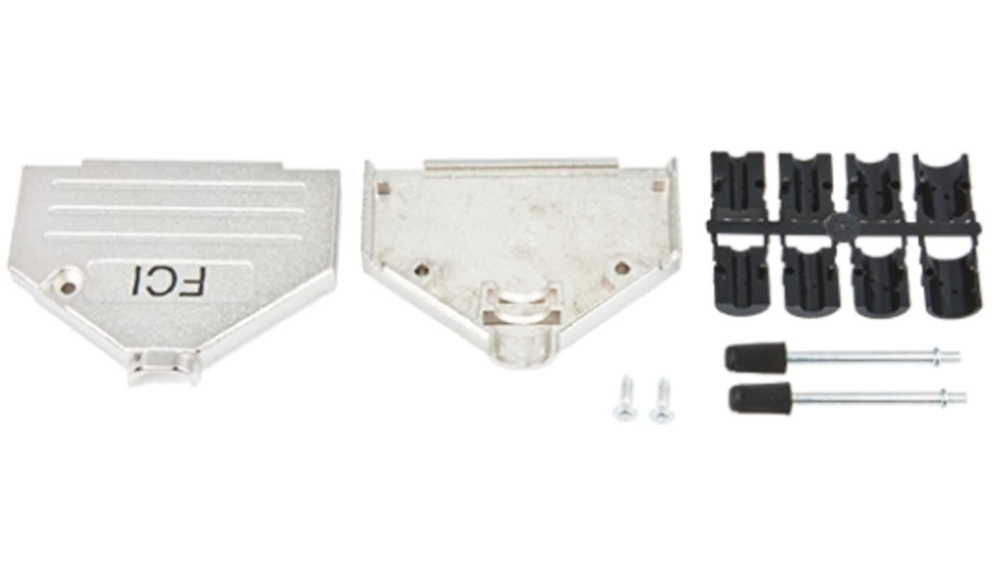 Amphenol ICC 8655MH Series Die Cast Zinc D Sub Backshell, 37 Way, Strain Relief