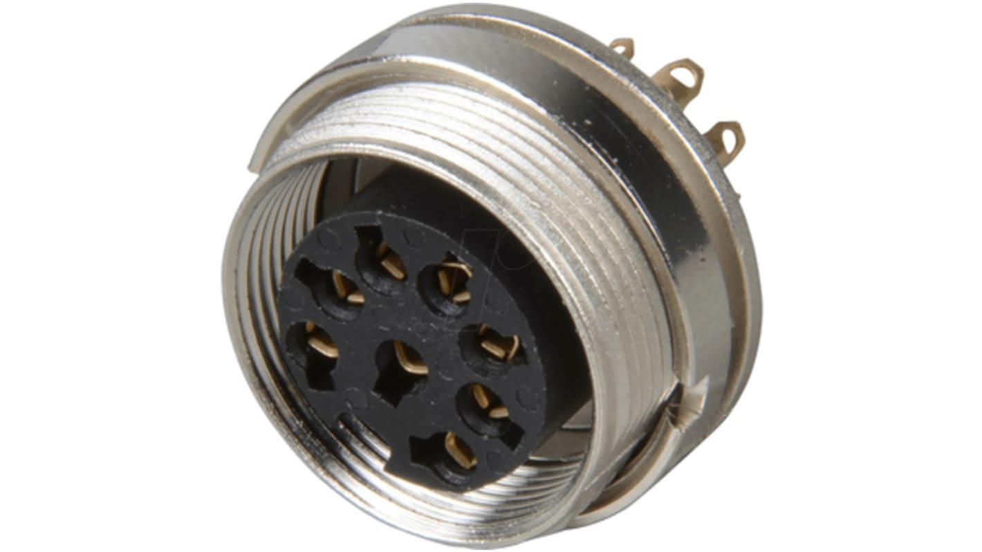 Conector DIN Hembra Lumberg serie KGV de 8 vías, 5A, 60 Vac, DIN EN 60529, IP40