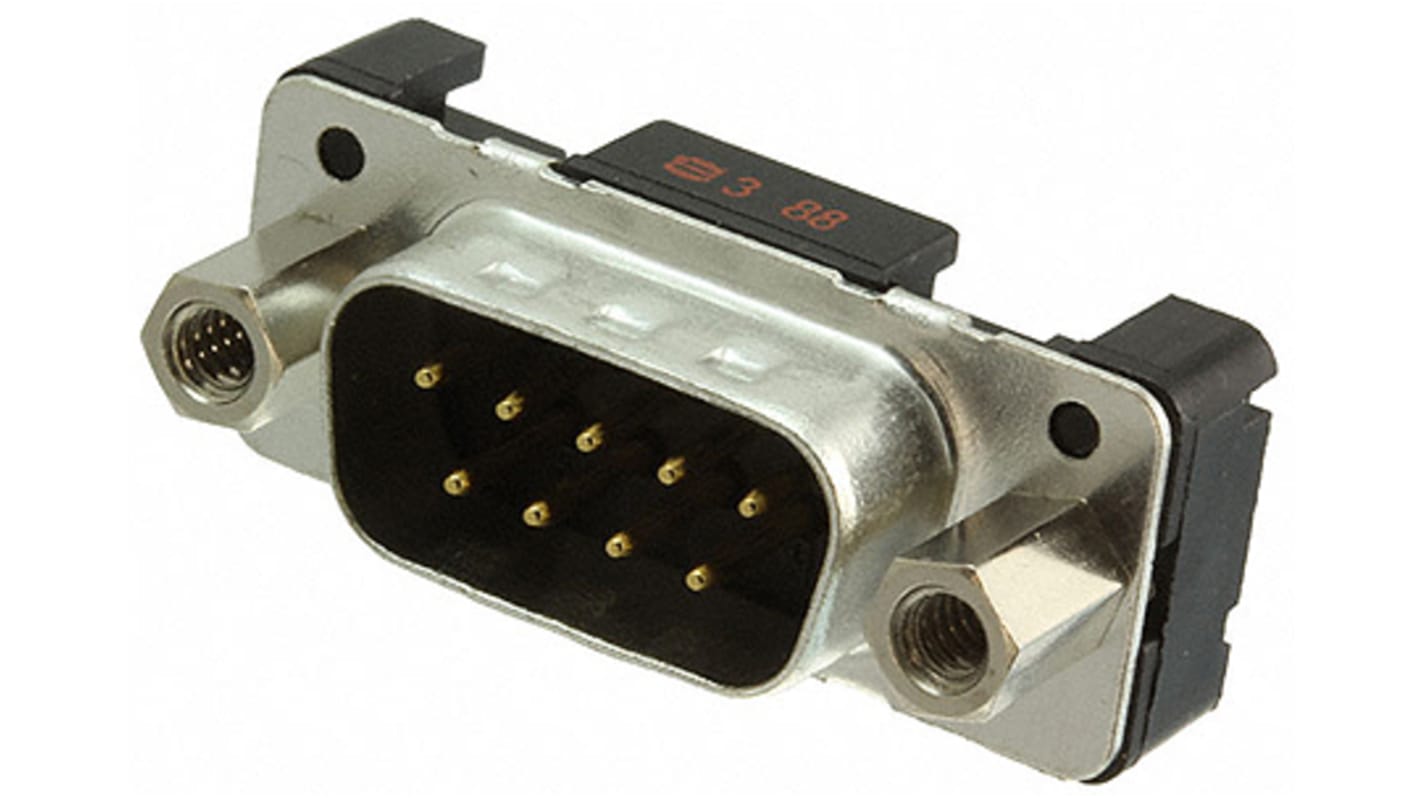 HARTING D-Sub Standard 9 Way Through Hole D-sub Connector Plug, 2.74mm Pitch, with 4-40 UNC, Female Screw Lock