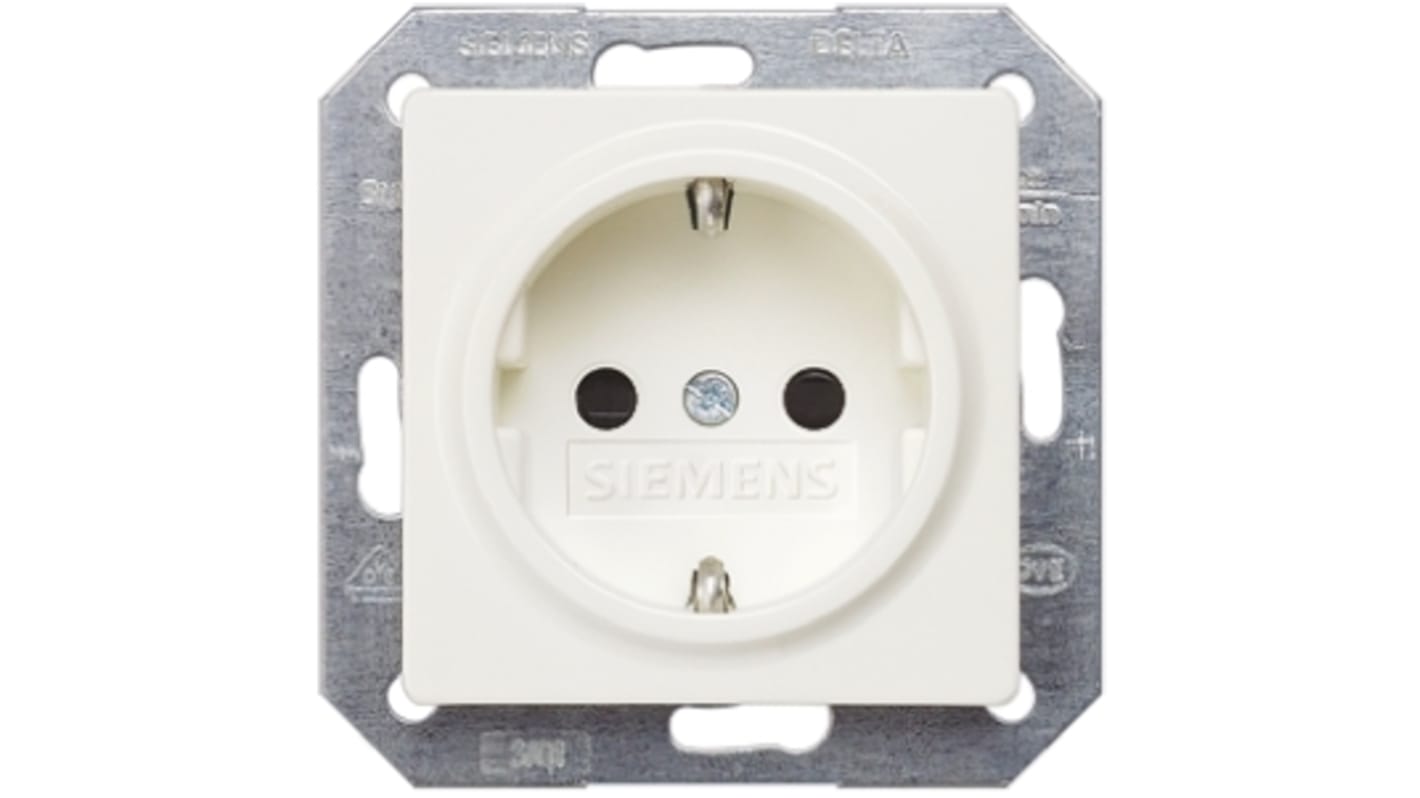 Siemens White Plug Socket, Type F - German Schuko, Indoor Use