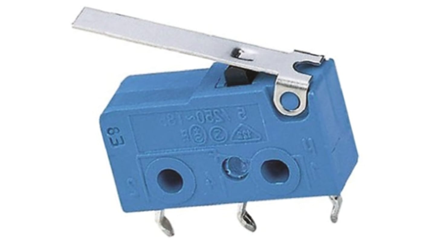 Marquardt Hinge Lever Micro Switch, PCB Terminal, 5 A @ 250 V ac, SP-CO, IP00, IP40