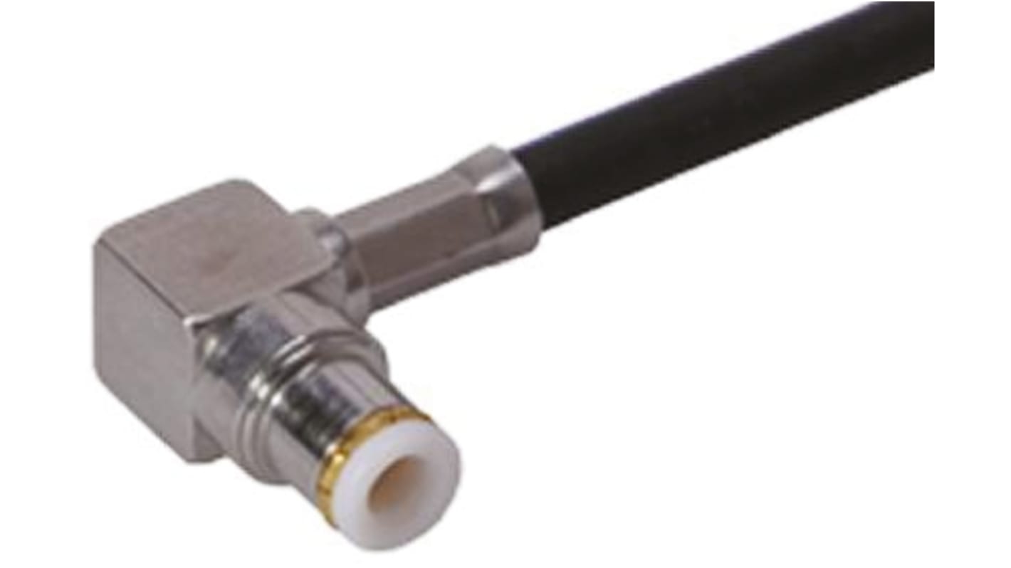 Conector coaxial Huber+Suhner 16_MBX-50-2-1/113_NE, Macho, Ángulo de 90° , Impedancia 50Ω, Montaje de Cable,