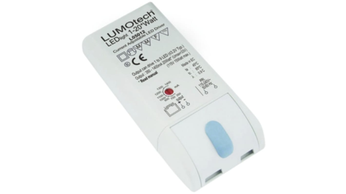 Lumotech LED Driver, 3 → 33V Output, 20W Output, 0.35 → 1.4A Output, Constant Current