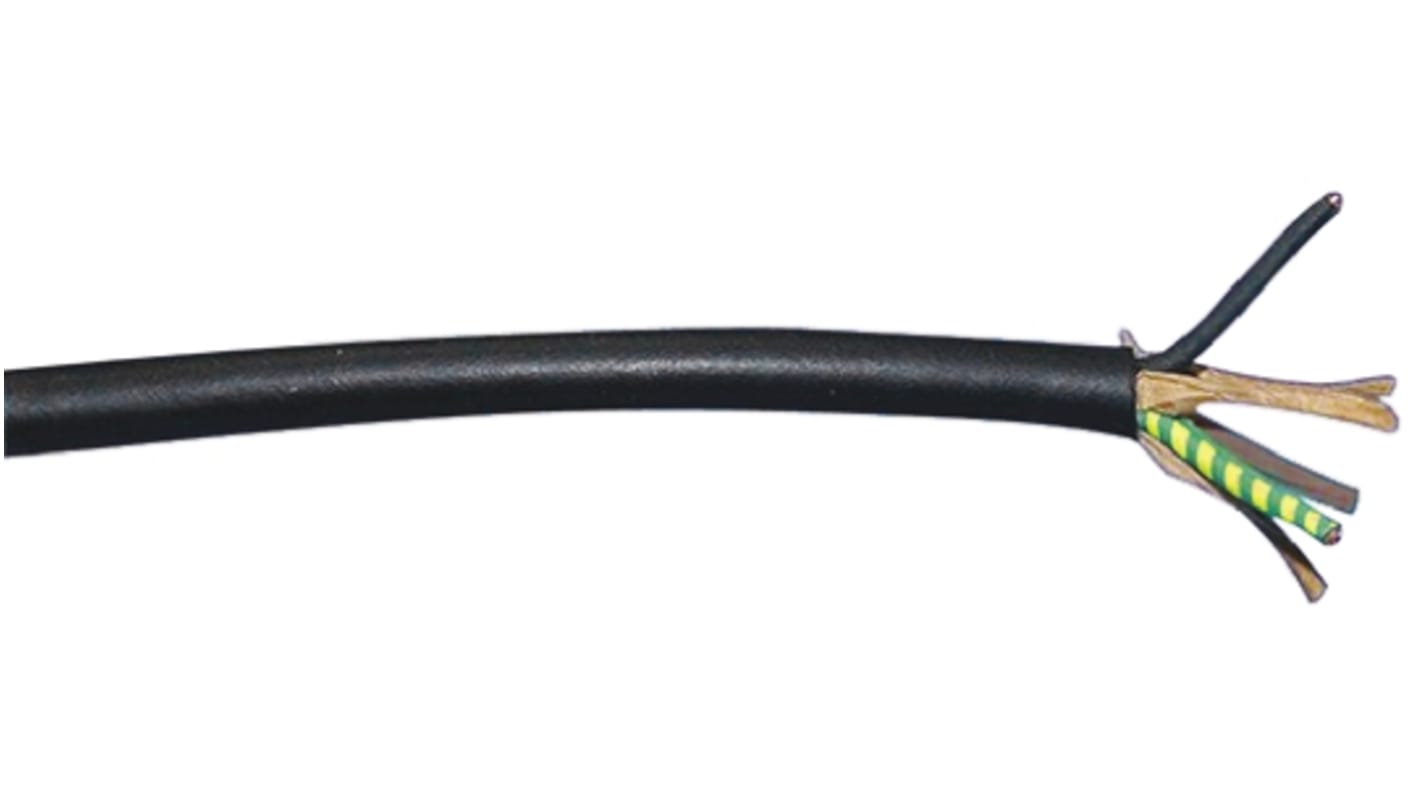 Alpha Wire Alpha Essentials Cords & Cord Sets SJT 1.32 mm² 3 Core Power Cable, Black PVC, 76m