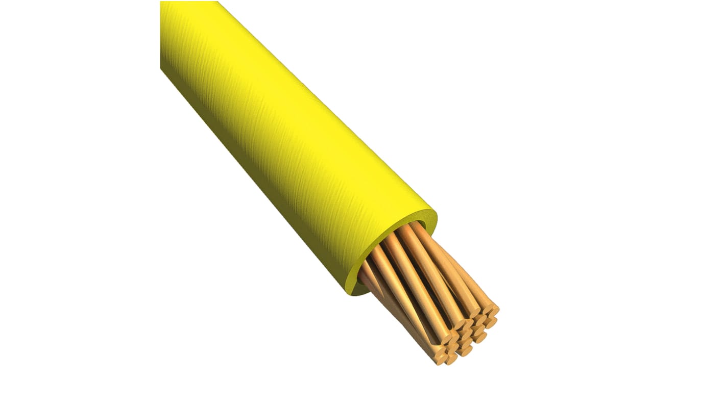 Alpha Wire Ecogen Ecowire Series Yellow 0.2 mm² Hook Up Wire, 24 AWG, 7/0.20 mm, 305m, MPPE Insulation, 6712 YL001