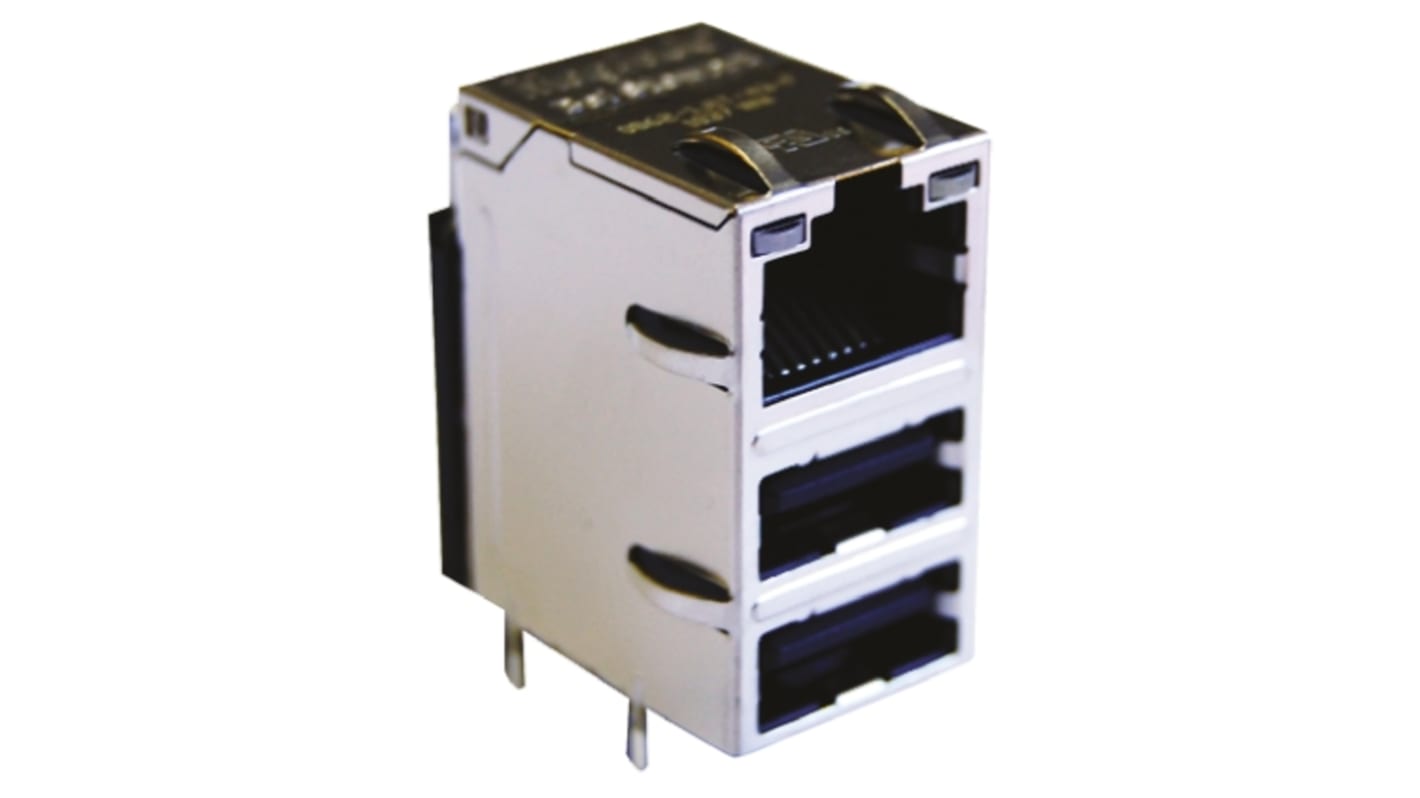 Bel-Stewart MagJack Series Female RJ45 Connector, Through Hole, STP Shield Straight 8P8C -Way