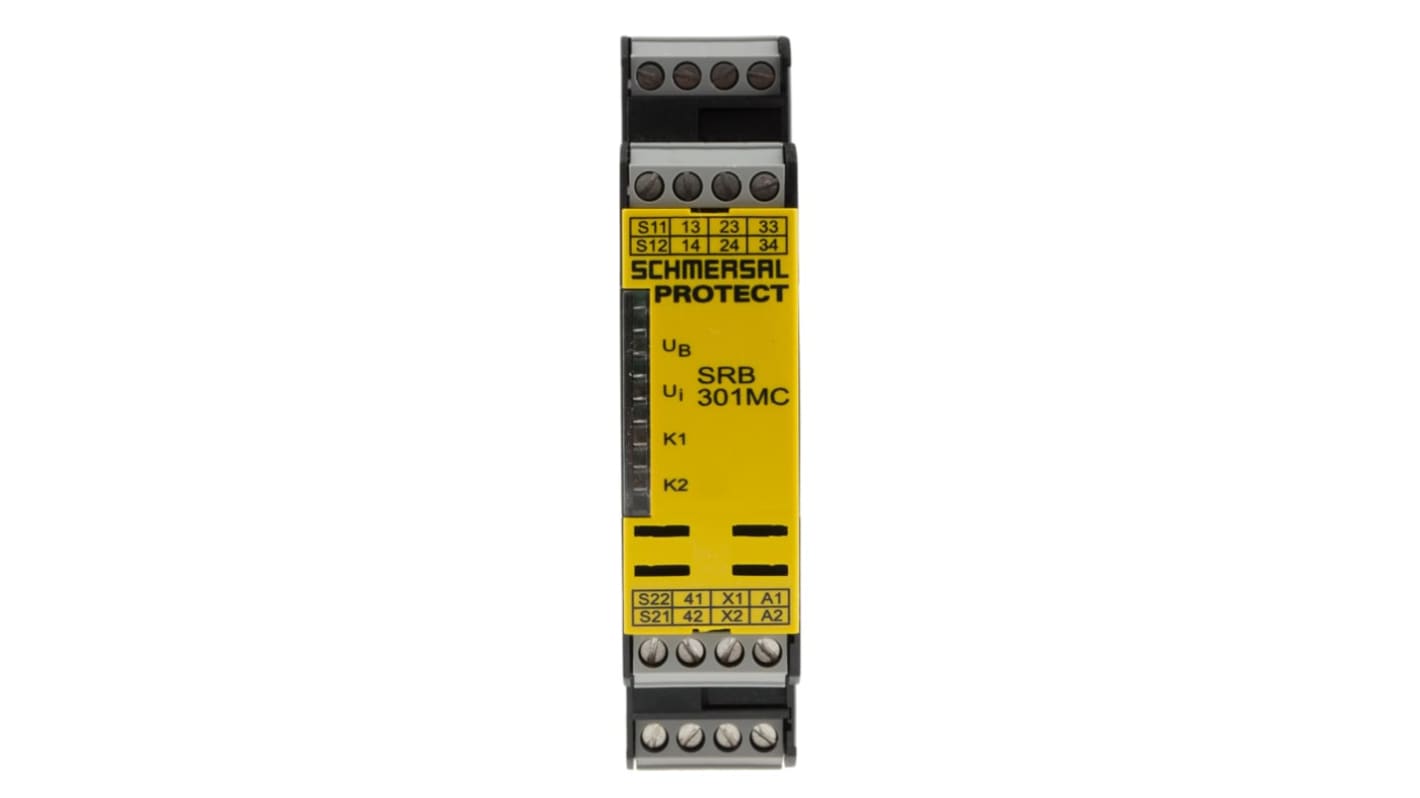 Schmersal PROTECT SRB SRB 301MC 1 Auxiliary Contacts Safety Relay 24V ac/dc, Single/Dual-Channel 3 Safety Contacts