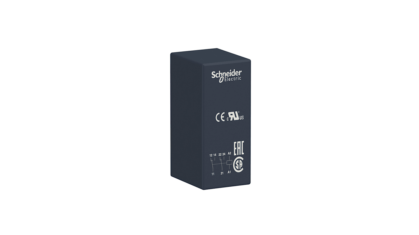Schneider Electric PCB Mount Power Relay, 24V dc Coil, 8A Switching Current, DPDT