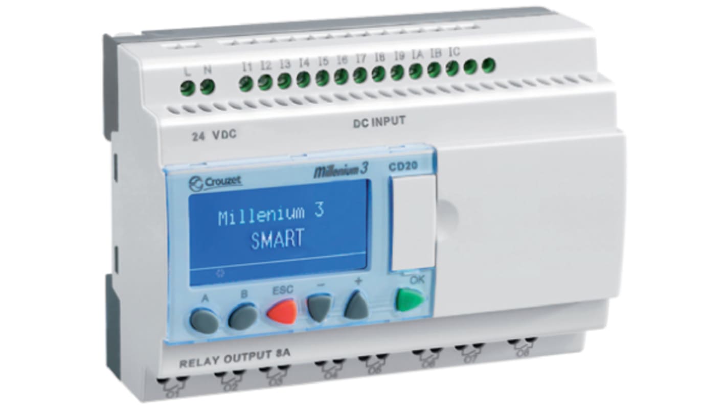 Crouzet Millenium 3 Series Logic Module, 24 V ac Supply, Relay Output, 12-Input, Digital Input